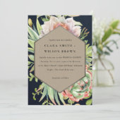 NAVY KRAFT DESERT SUCCULENT CACTI FOLIAGWEDDING KAART (Staand voorkant)