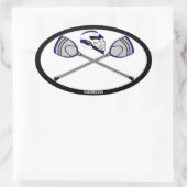 Navy Lacrosse Goalie Sticks en Helm Ovale Sticker (Tas)