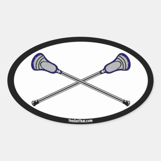 Navy Lacrosse Sticks Ovale Sticker (Voorkant)
