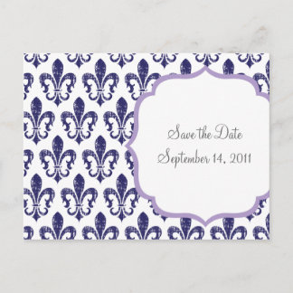 Navy/Lavender Save the Date Briefkaart
