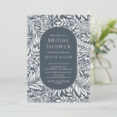 Navy Leaf Floral Bridal Shower Kaart (Staand voorkant)