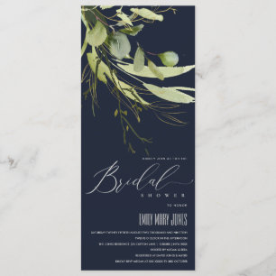 NAVY LEAFY GREEN FOLIAGE WATERVERF VRIJGEZELLENFEE KAART