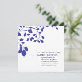 Navy Leaves Retirement Party Invite Kaart (Staand voorkant)