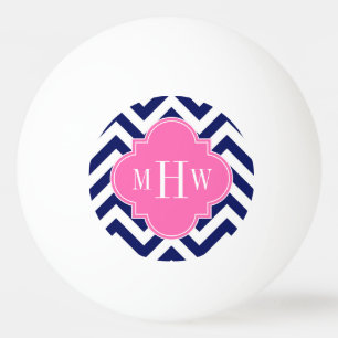 Navy Lg Chevron Hot Pink #2 Quatrefoil 3 Monogram Pingpongballen