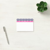 Navy Lg Chevron HotPink2 Quatrefoil Naam Monogram Post-it® Notes (Kantoor)