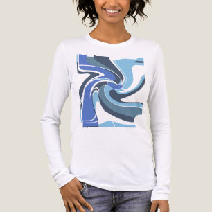 Navy lichtblauw Blauwgroen tinten wervelende kunst Tri-Blend Shirt