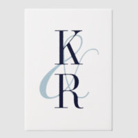 Navy & Lichtblauw Elegante Initialen & Ampersand