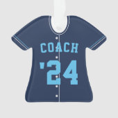 Navy & Light Blue Baseball Coach Team Jersey Ornament (voorkant)