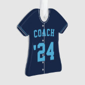 Navy & Light Blue Baseball Coach Team Jersey Ornament (voorkant)