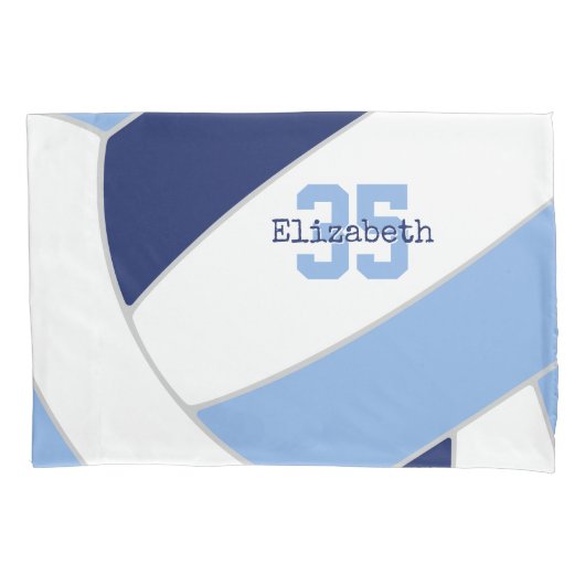 Navy Light Blue Gepersonaliseerde volleybalspeler Kussensloop (Voorkant)