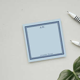 Navy & Light Blue Monogrammed Post-it Notes