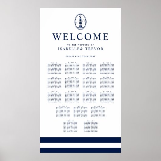 Navy Lighthouse | 17 Tafelzitje Poster (Voorkant)