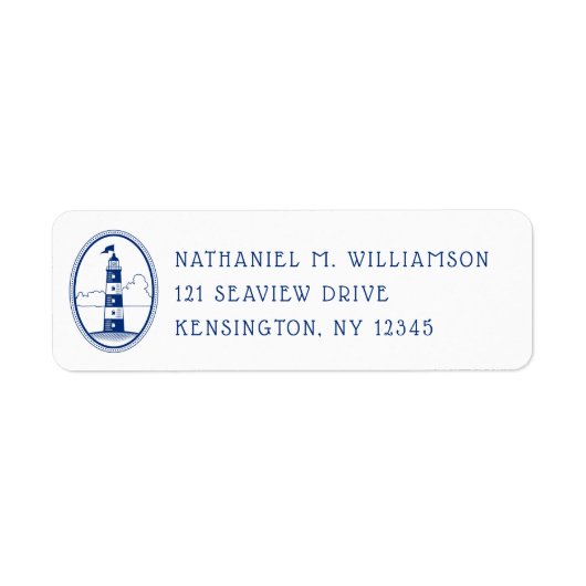 Navy Lighthouse Nautical Return Label (Voorkant)