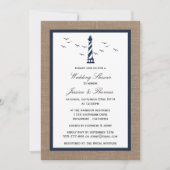 Navy Lighthouse op Burlap Nautical Wedding Shower Kaart (Voorkant)