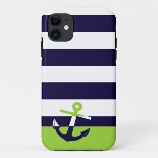 Navy/Lime Green Anchor Case-Mate iPhone Case (Achterkant)