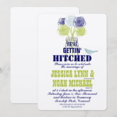 Navy, Limoen Rustic Blue Romantic Roos Mason Jar Kaart (Voorkant / Achterkant)