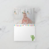 Navy Llama Cactus Foto Bedankt Kaart (Binnen)