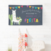 Navy Llama Fun Cactus Birthday Party Welkom Spandoek (Insitu)