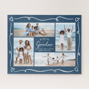 Navy Love You Oma 4 Foto Hand Getekende Doodles Legpuzzel