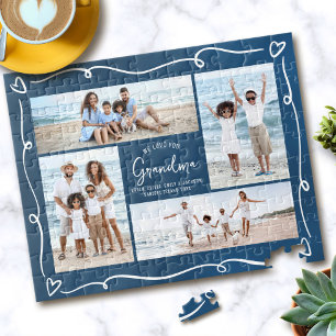 Navy Love You Oma 4 Foto Hand Getekende Doodles Legpuzzel