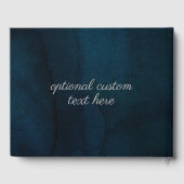 Navy Luster Donkerblauw Zilver Waterverf Bruiloft Gastenboek (Achterkant)