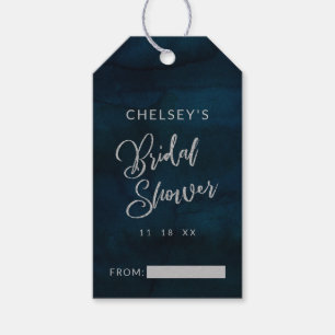 Navy Luster Donkerblauw Zilveren Bruids Display Do Cadeaulabel