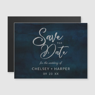 Navy Luster Donkerblauw Zilveren Bruiloft Save the