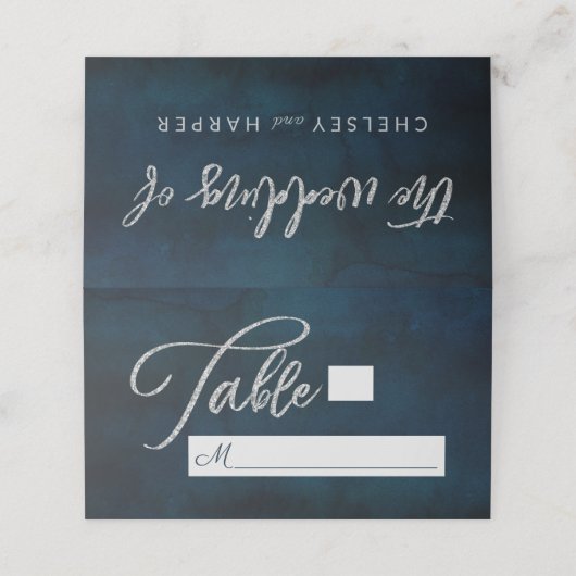 Navy Luster Donkerblauwe Zittafel Nummer (Buitenkant ongevouwen)