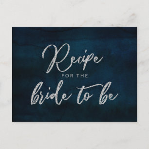 Navy Luster Silver Blue Bride to Be Recipe Kaart