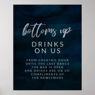 Navy Luster Silver Wedding Open Bar Teken Poster
