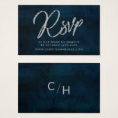 Navy Lustre Bruiloft Website RSVP Plaats Kaarten Visitekaartje (Voorkant /achterkant)