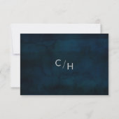 Navy Lustre Donkerblauw Zilver Bruiloft RSVP React (Achterkant)