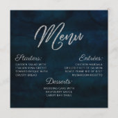 Navy Lustre Zilveren Blauwe Waterverf Vierkant Din Menu (Voorkant)