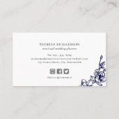 Navy Magnolia  hand Schildpaddenstoelen Visitekaartje (Achterkant)