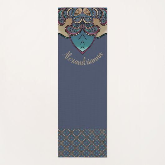 Navy Mandala Pilates Yoga Exercise Yogamat (Voorkant)
