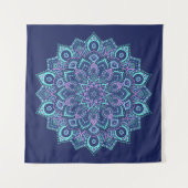 Navy Mandala Tapestry Wandkleed (Voorkant (horizontaal))