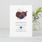 Navy, Marron et Fleurs de Save the Date en Or Rose (Debout devant)