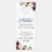 Navy Marsala Bloemen Trouwdeur Hangers (Voorkant)