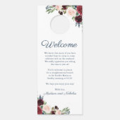 Navy Marsala Bloemen Trouwdeur Hangers (Achterkant)