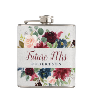 Navy Marsala Floral Future Mrs Bachelorette Custom Heupfles
