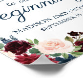 Navy Marsala Floral Welkom bij ons beginbord Poster (Hoek)