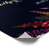 Navy Marsala Rustic Boho Floral Welcome Wedding Poster (Hoek)