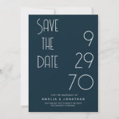 Navy Matte Eenvoudige Minimale Trouwkaart Save The Date (Voorkant)