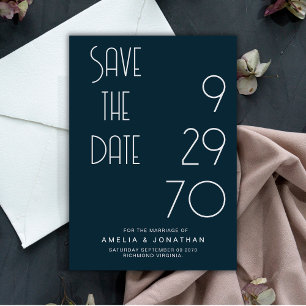Navy Matte Eenvoudige Minimale Trouwkaart Save The Date