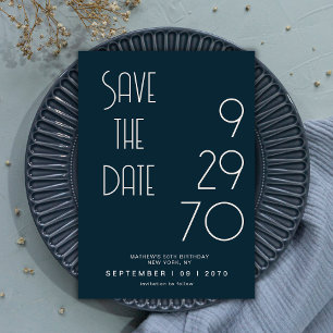 Navy Matte Eenvoudige Minimale Verjaardag Save The Date