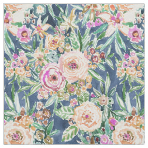 Navy MAUI MINDSET Tropisch kleurrijk Floral Stof