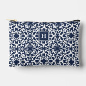 Navy Mediterranean Tegel Pattern Monogram Etui (Voorkant)
