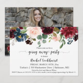 Navy Merlot Floral Bloom die weggaat Kaart (Voorkant / Achterkant)