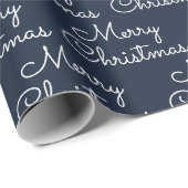 Navy Merry kerstfeestdag Cadeaupapier (Rol Hoek)