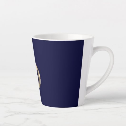 Navy Metallic Gold Monogram Latte Mok (Rechts)